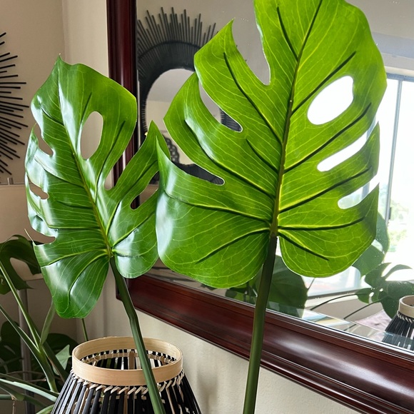 NEW 🌿 Monstera Leaves 1 Pair of REALISTIC Extra Large Faux leaves 31”x 11” - Picture 3 of 11
